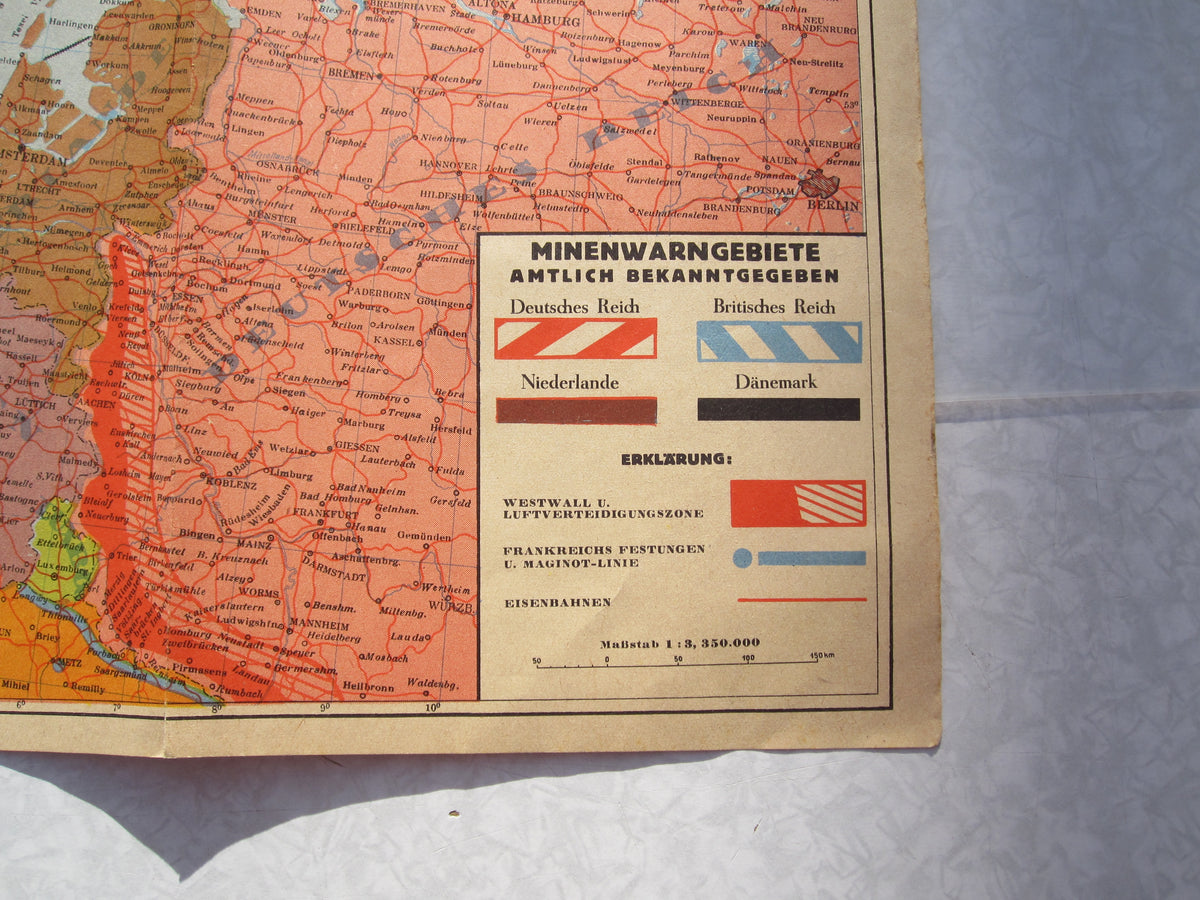 Kriegskarte der Nordsee 1940