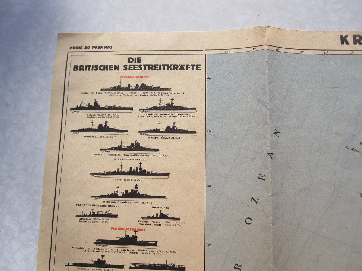 Kriegskarte der Nordsee 1940