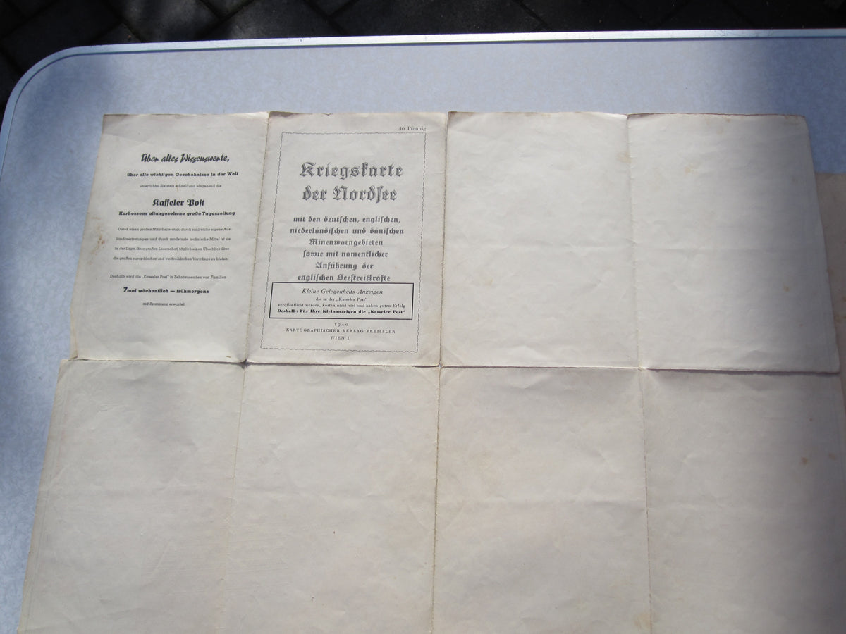 Kriegskarte der Nordsee 1940 Kasseler Post