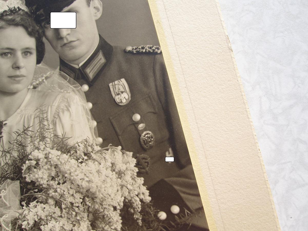Uniformfoto / Hochzeitsfoto auf Pappe Beuthen O.S. ca 1939