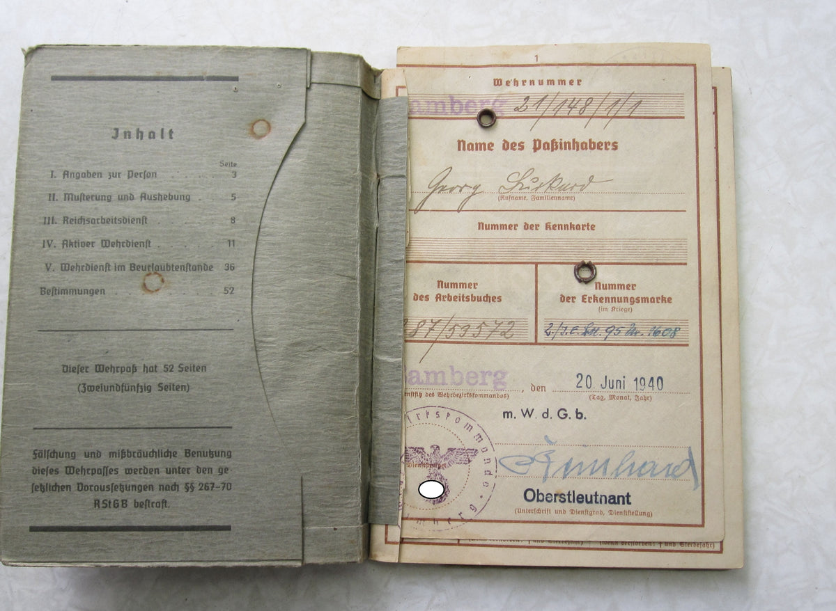 Wehrpaß / Soldbuch Bamberg Panzervernichter