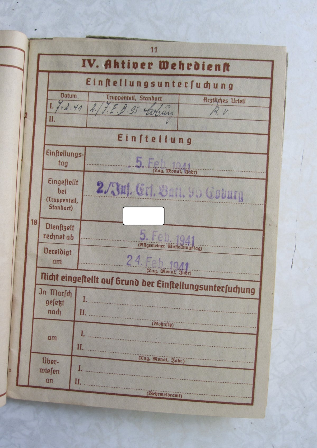 Wehrpaß / Soldbuch Bamberg Panzervernichter