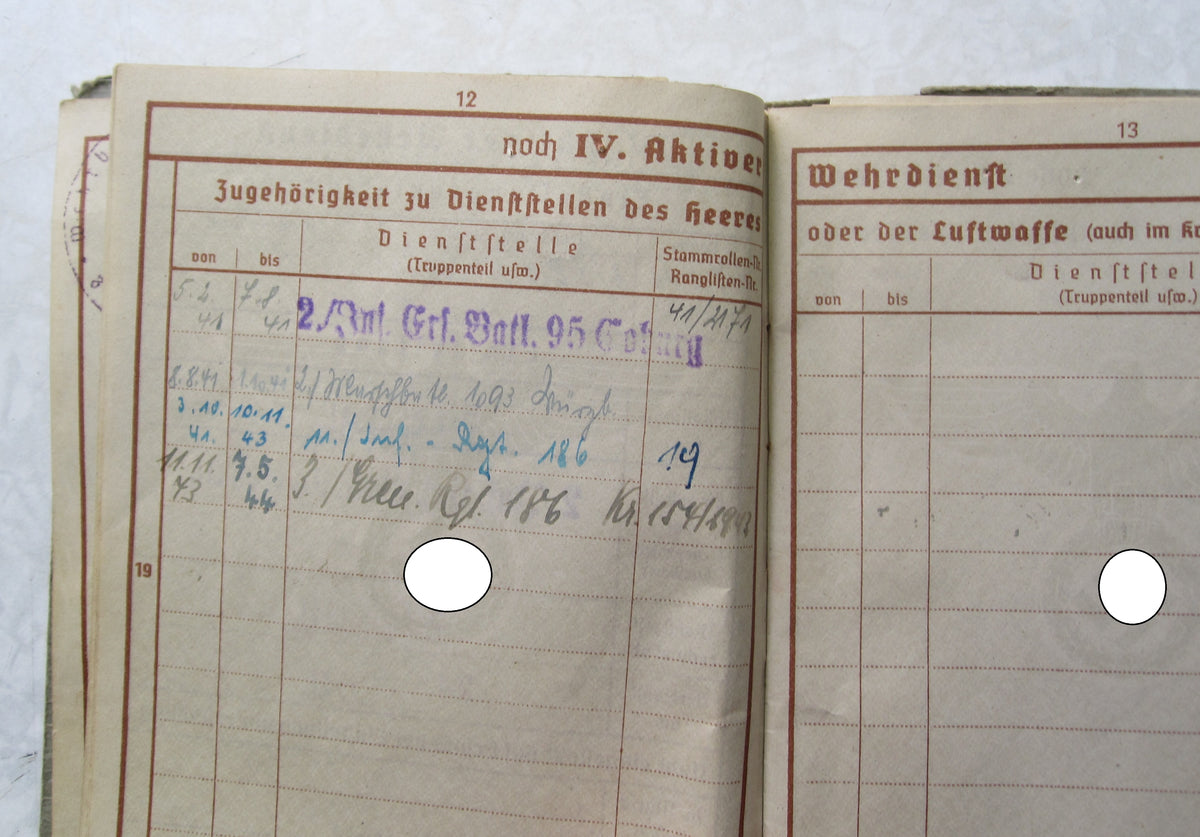 Wehrpaß / Soldbuch Bamberg Panzervernichter