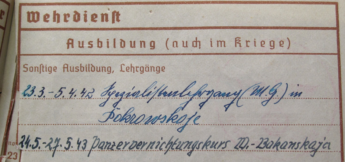 Wehrpaß / Soldbuch Bamberg Panzervernichter