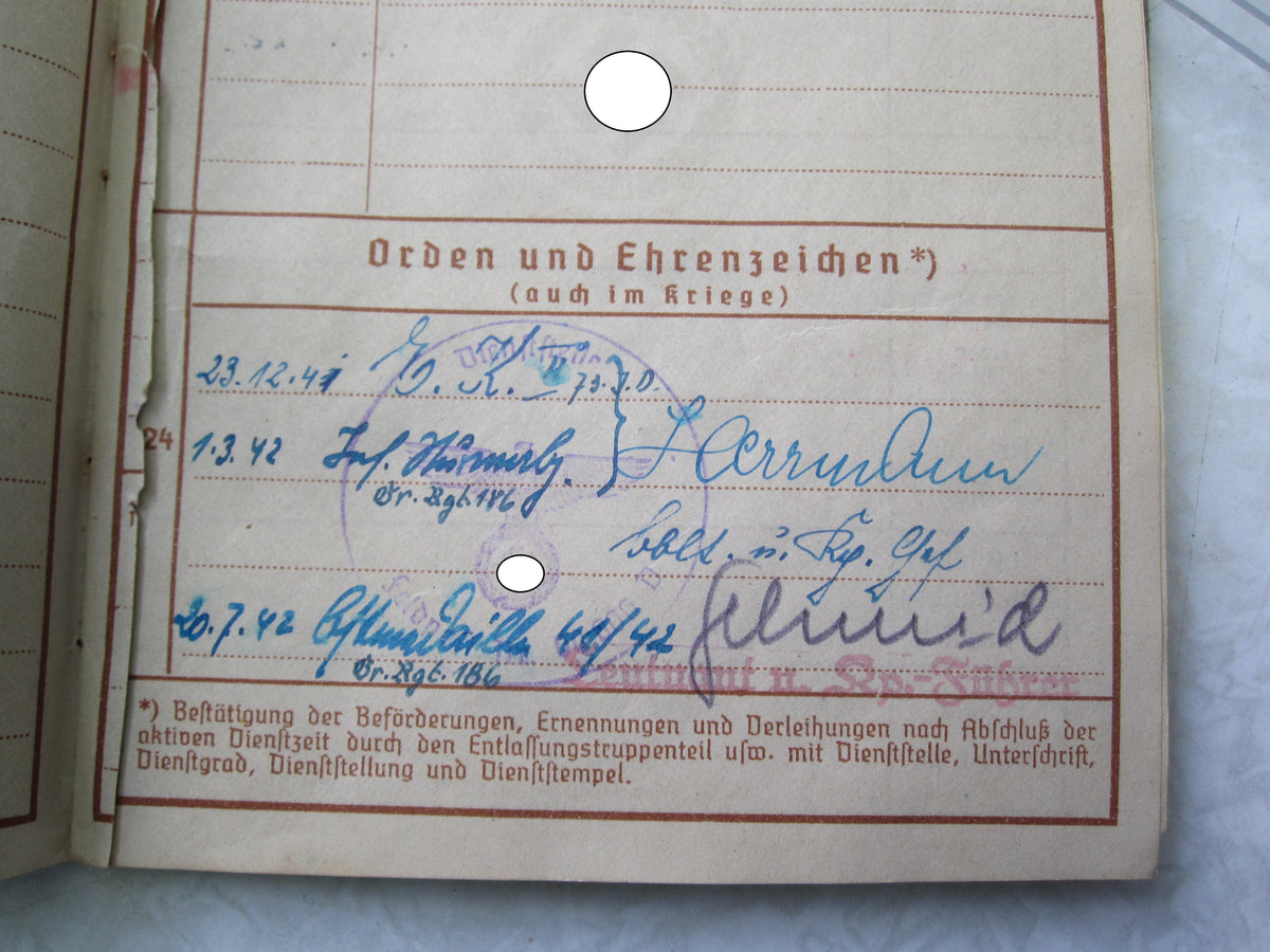 Wehrpaß / Soldbuch Bamberg Panzervernichter