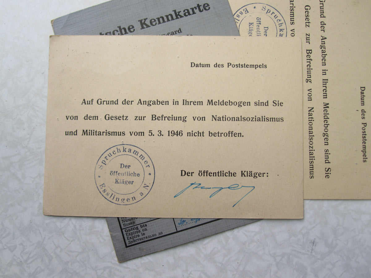 Dokumente eines Ehepaares Befreiung von Nationalsozialismus und Militarismus PLOCHINGEN ESSLINGEN am Neckar / Stuttgart