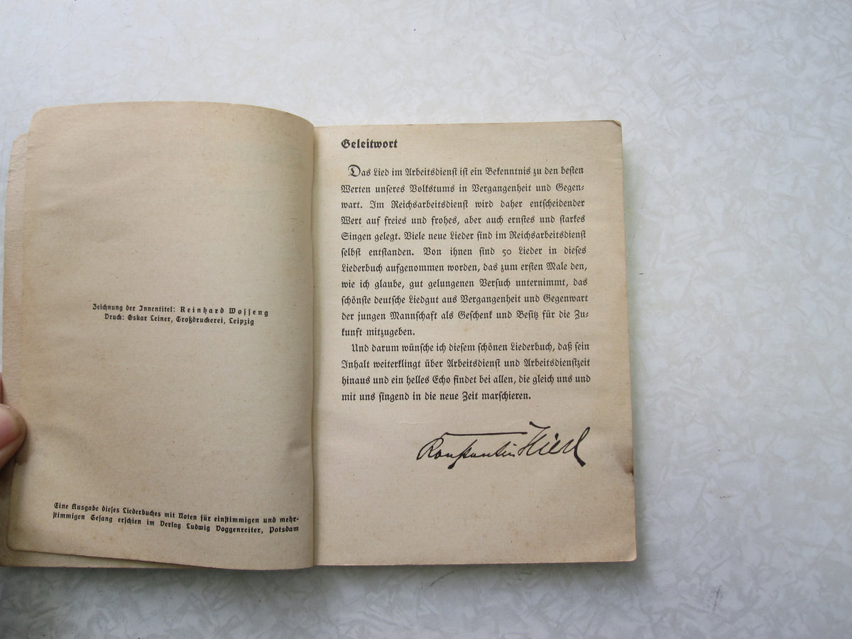 Originalausgabe Heft / Buch Liederbuch des Reichsarbeitsdienstes &quot;RAD&quot;