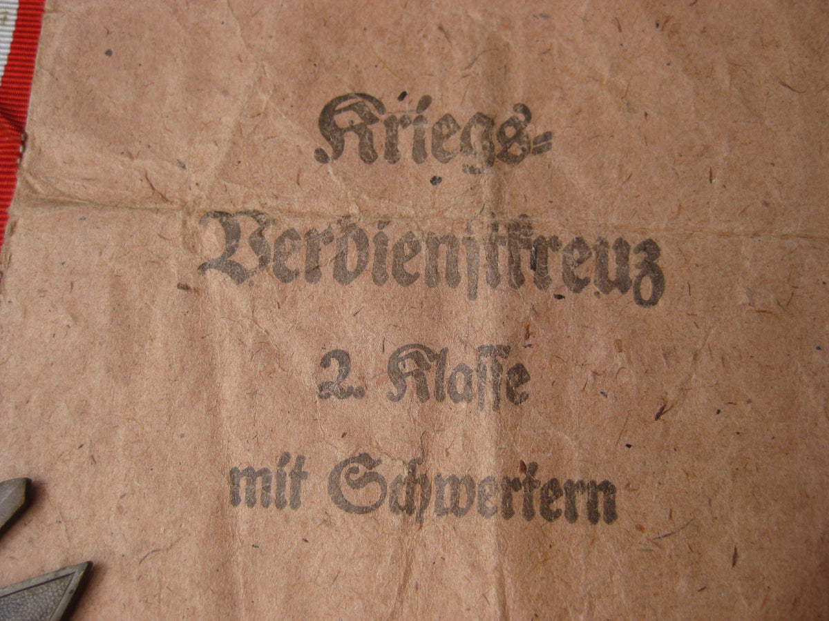 Kriegsverdienstkreuz 2.Klasse mit Schwertern (KVK2/39) in Verleihungstüte Mint Condition
