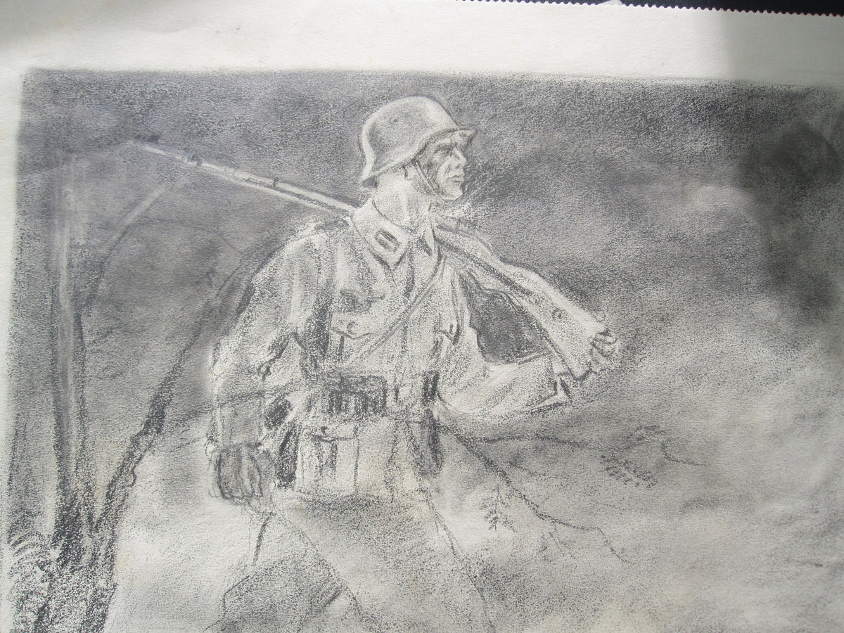 Originale Zeichnung Soldat der Wehrmacht Zweibrücken
