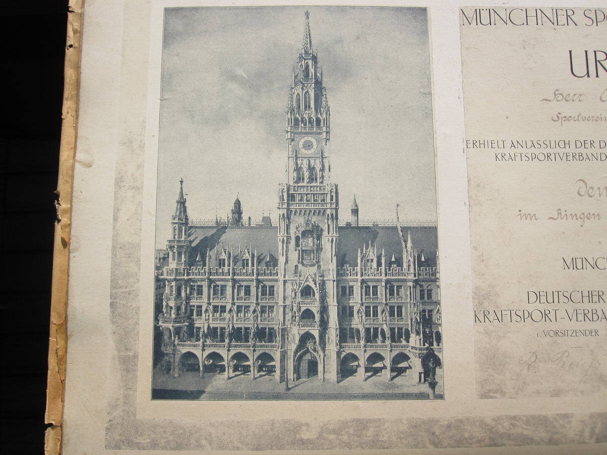 Urkunde Münchner Sport Vereinigung 1919