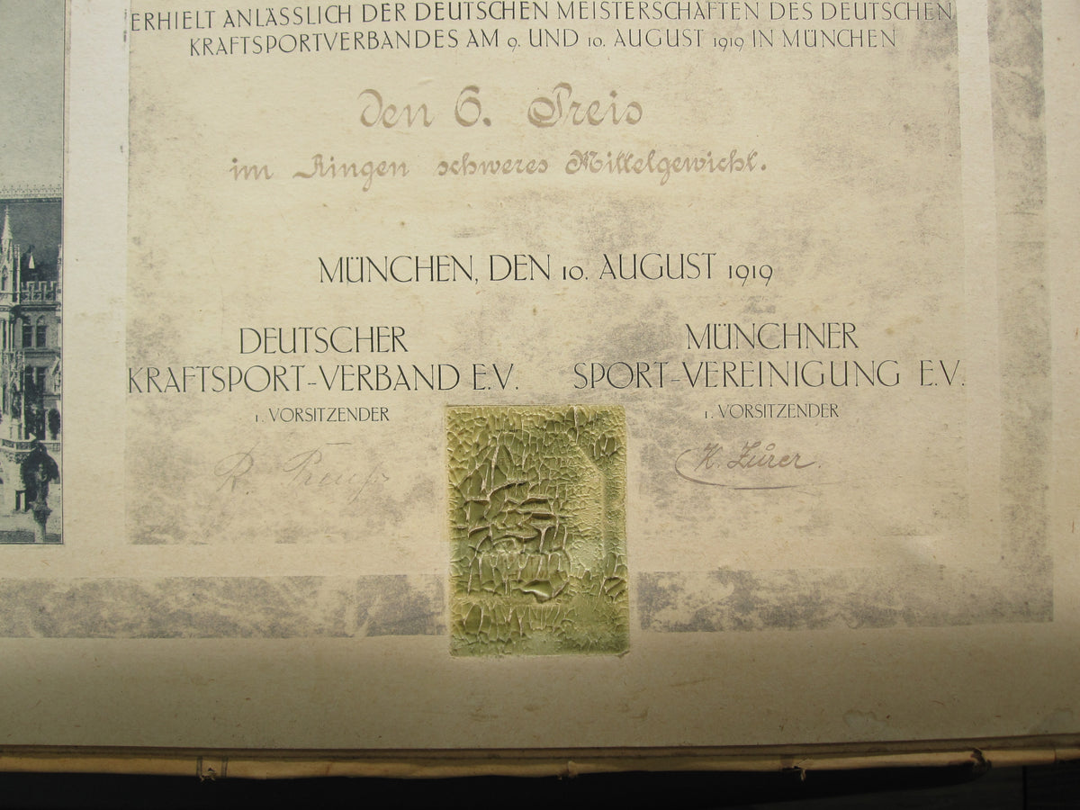 Urkunde Münchner Sport Vereinigung 1919