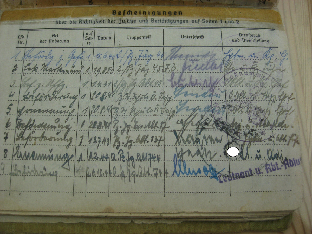 Nachlass Deutsches Kreuz in Gold Soldbuch Dokumente von Alfons B. Panzertruppe Sturmartillerie Panzerjäger Sturmgeschützkommandant