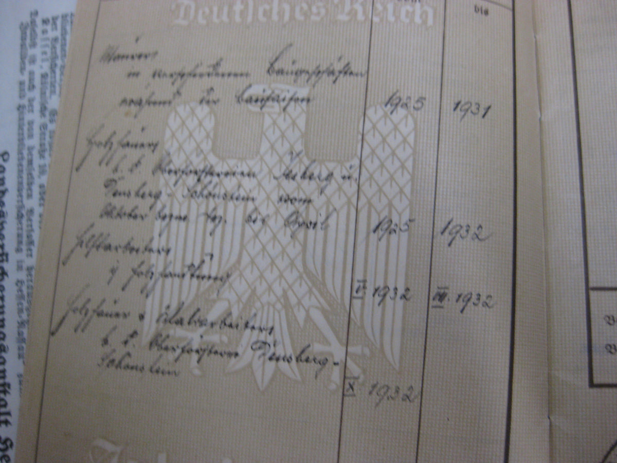 Führungszeugnis Urkunde 3.Reich Kaiserreich kurhessisches Infanterie Regiment Nr.82 Arbeitsbuch Mitgliedsbuch NSDAP