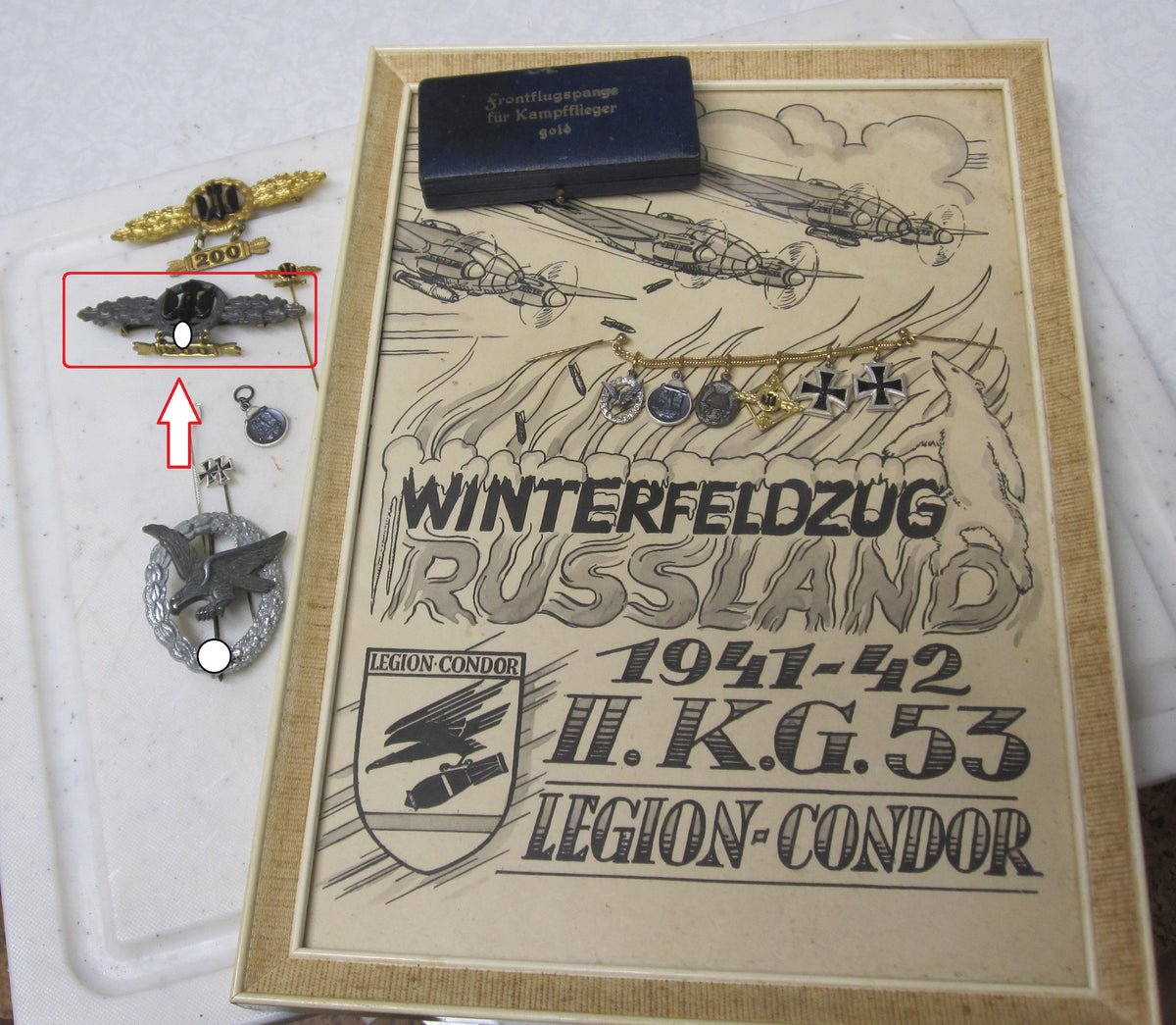 Frontflugspange für Kampfflieger in GOLD mit Einsatzzahl 200