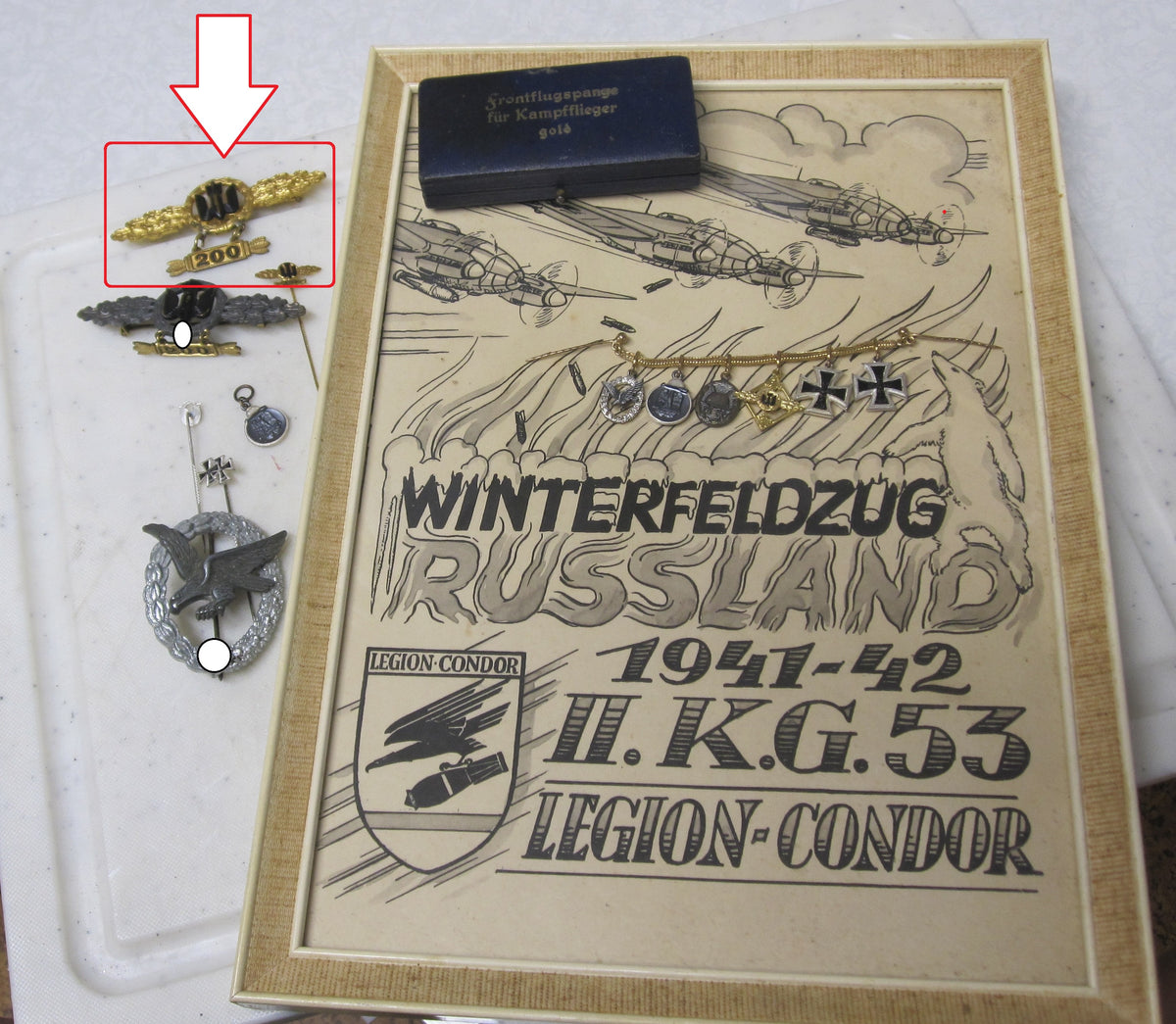Frontflugspange für Kampfflieger in GOLD mit Einsatzzahl 200