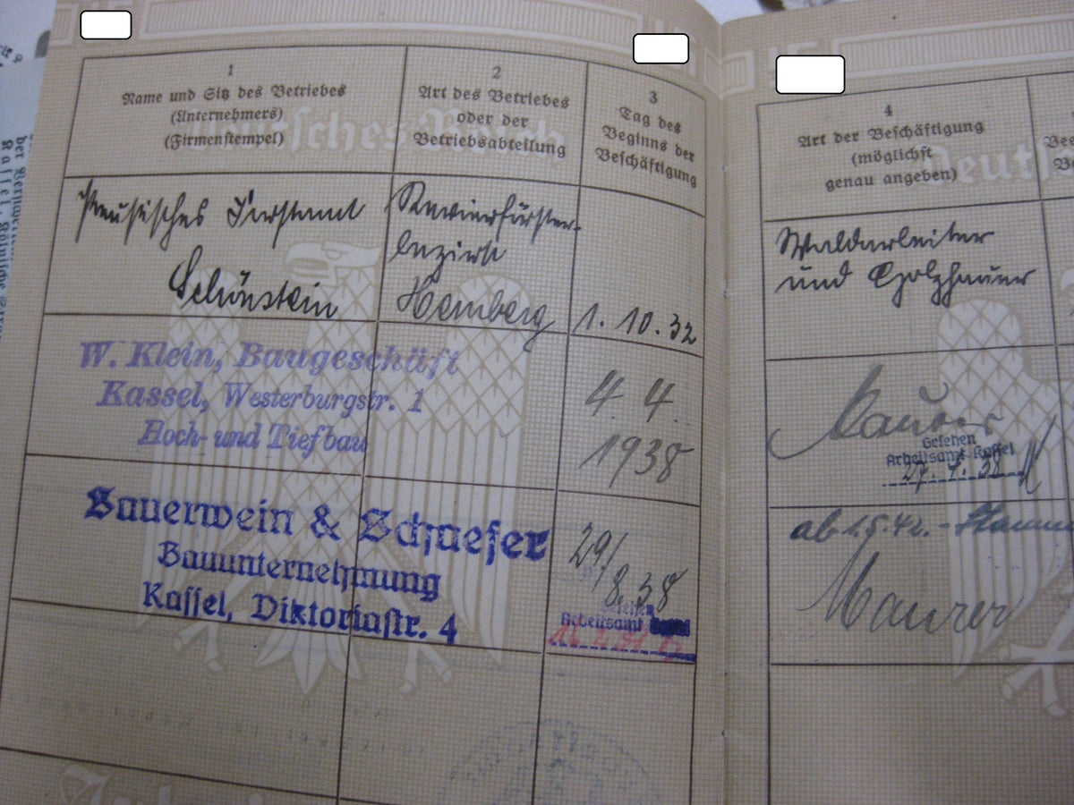 Führungszeugnis Urkunde 3.Reich Kaiserreich kurhessisches Infanterie Regiment Nr.82 Arbeitsbuch Mitgliedsbuch NSDAP