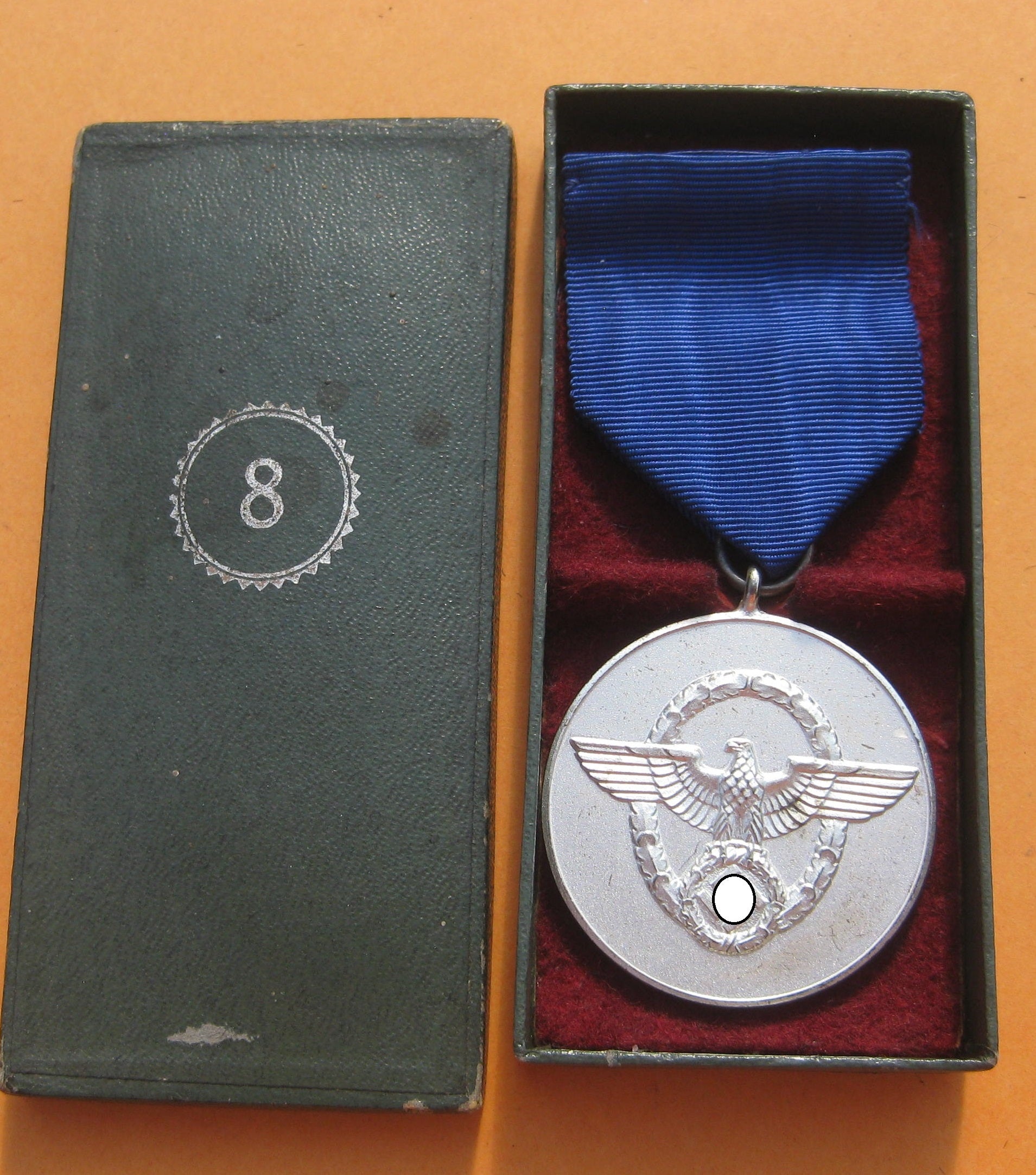 Medaille Polizei Dienstauszeichnung 8 Jahre im Verleihungsetui