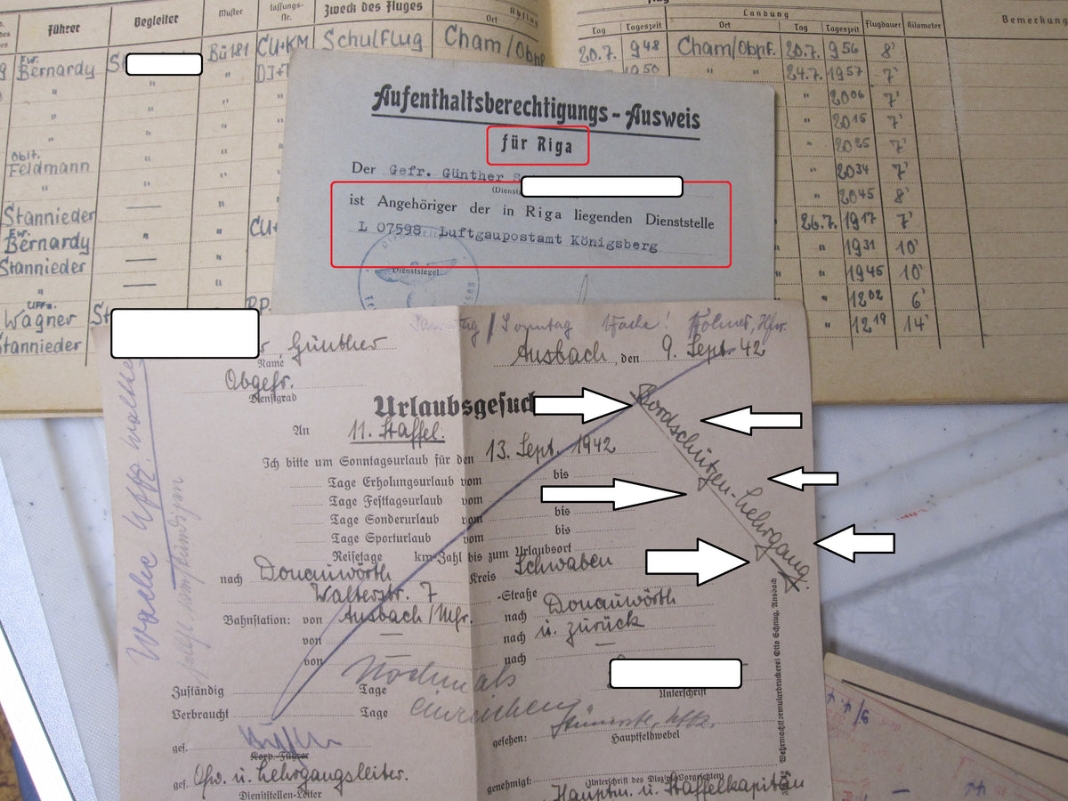Flugbuch Verleihungsurkunden Besitzzeugnisse Dokumente für Kampfflieger KG53 LEGION CONDOR