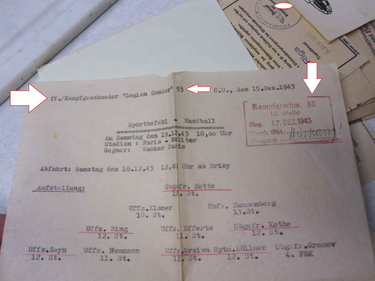 Flugbuch Verleihungsurkunden Besitzzeugnisse Dokumente für Kampfflieger KG53 LEGION CONDOR