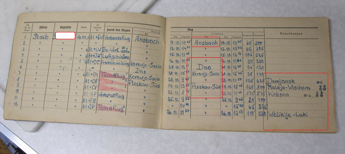 Flugbuch Verleihungsurkunden Besitzzeugnisse Dokumente für Kampfflieger KG53 LEGION CONDOR