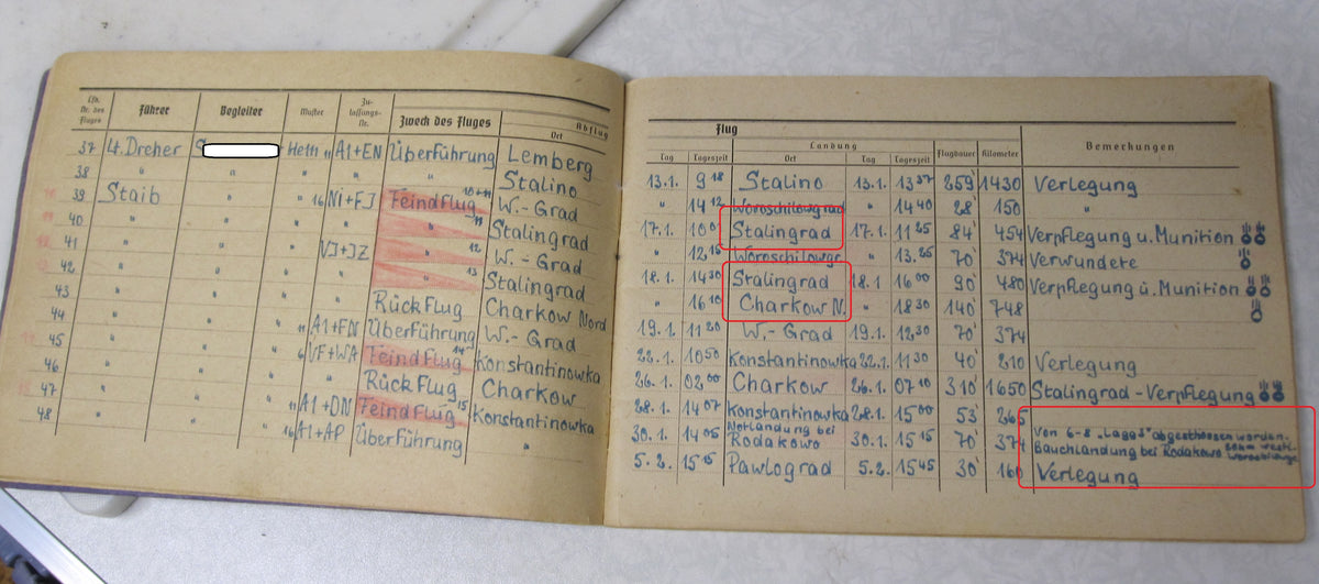 Flugbuch Verleihungsurkunden Besitzzeugnisse Dokumente für Kampfflieger KG53 LEGION CONDOR