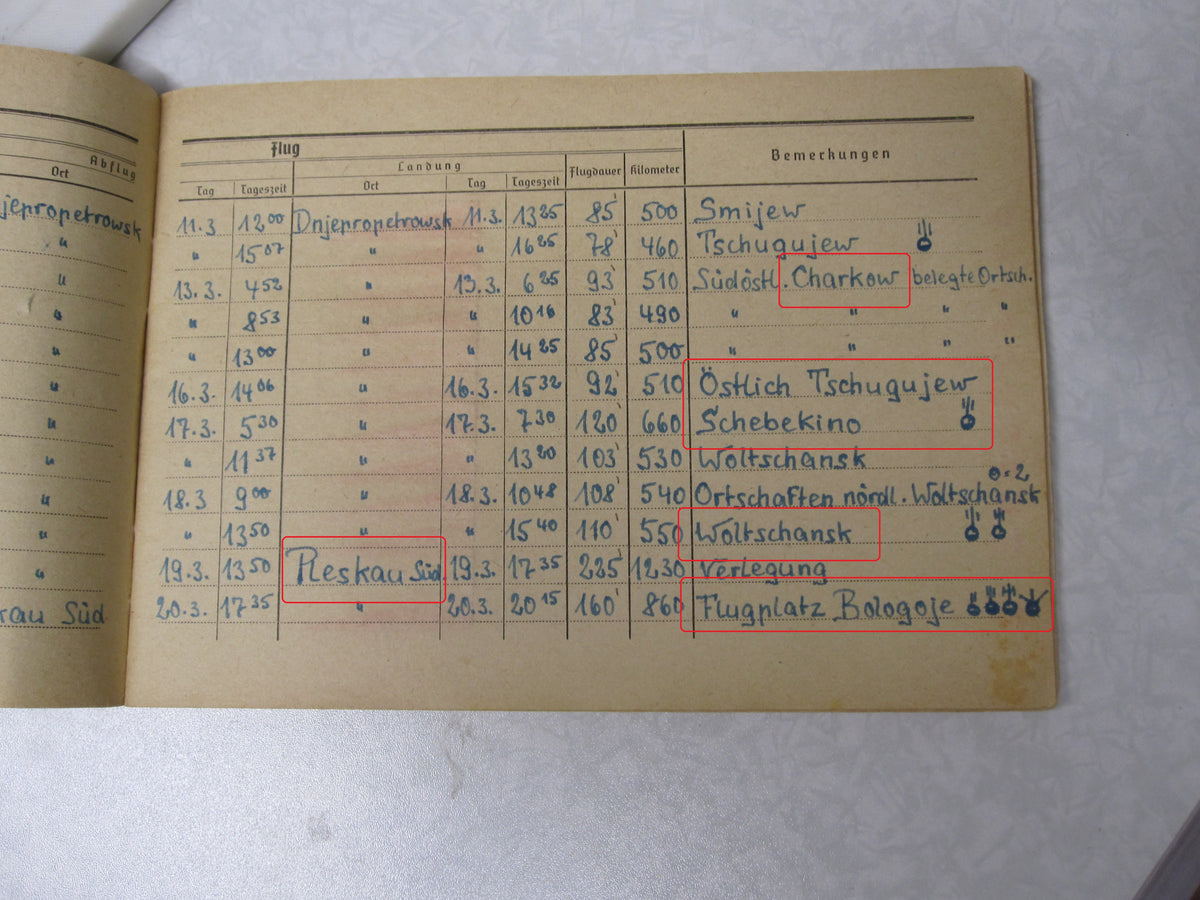 Flugbuch Verleihungsurkunden Besitzzeugnisse Dokumente für Kampfflieger KG53 LEGION CONDOR
