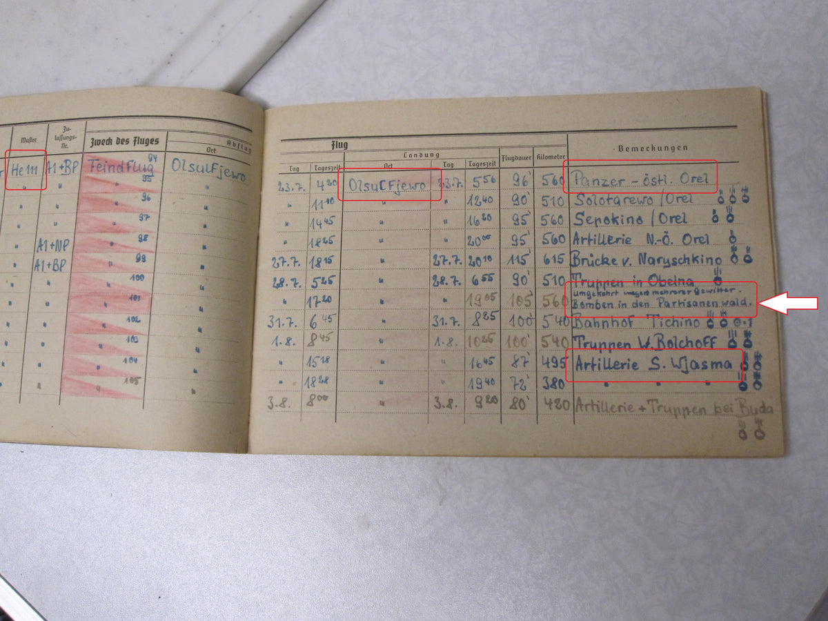 Flugbuch Verleihungsurkunden Besitzzeugnisse Dokumente für Kampfflieger KG53 LEGION CONDOR