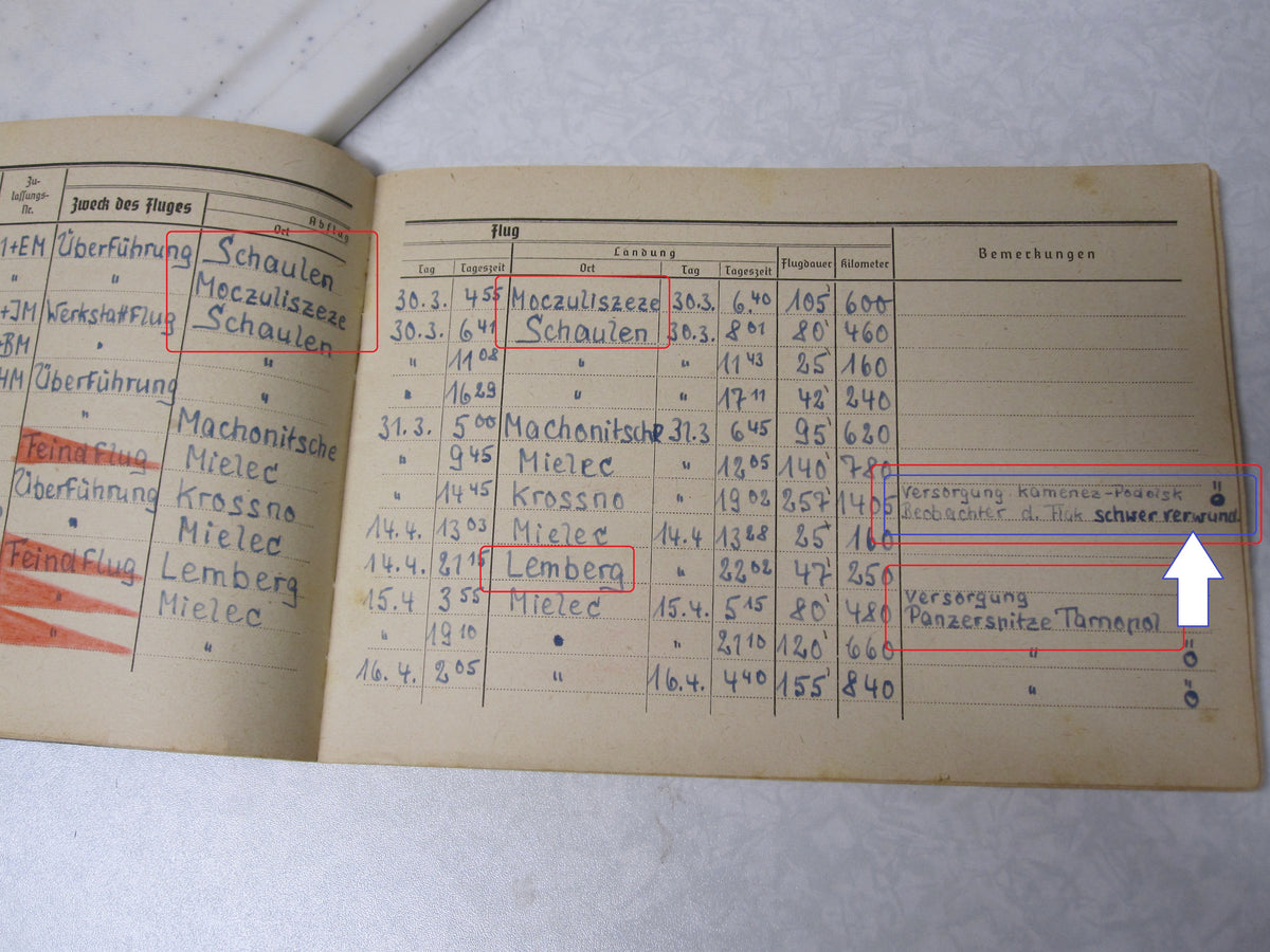 Flugbuch Verleihungsurkunden Besitzzeugnisse Dokumente für Kampfflieger KG53 LEGION CONDOR