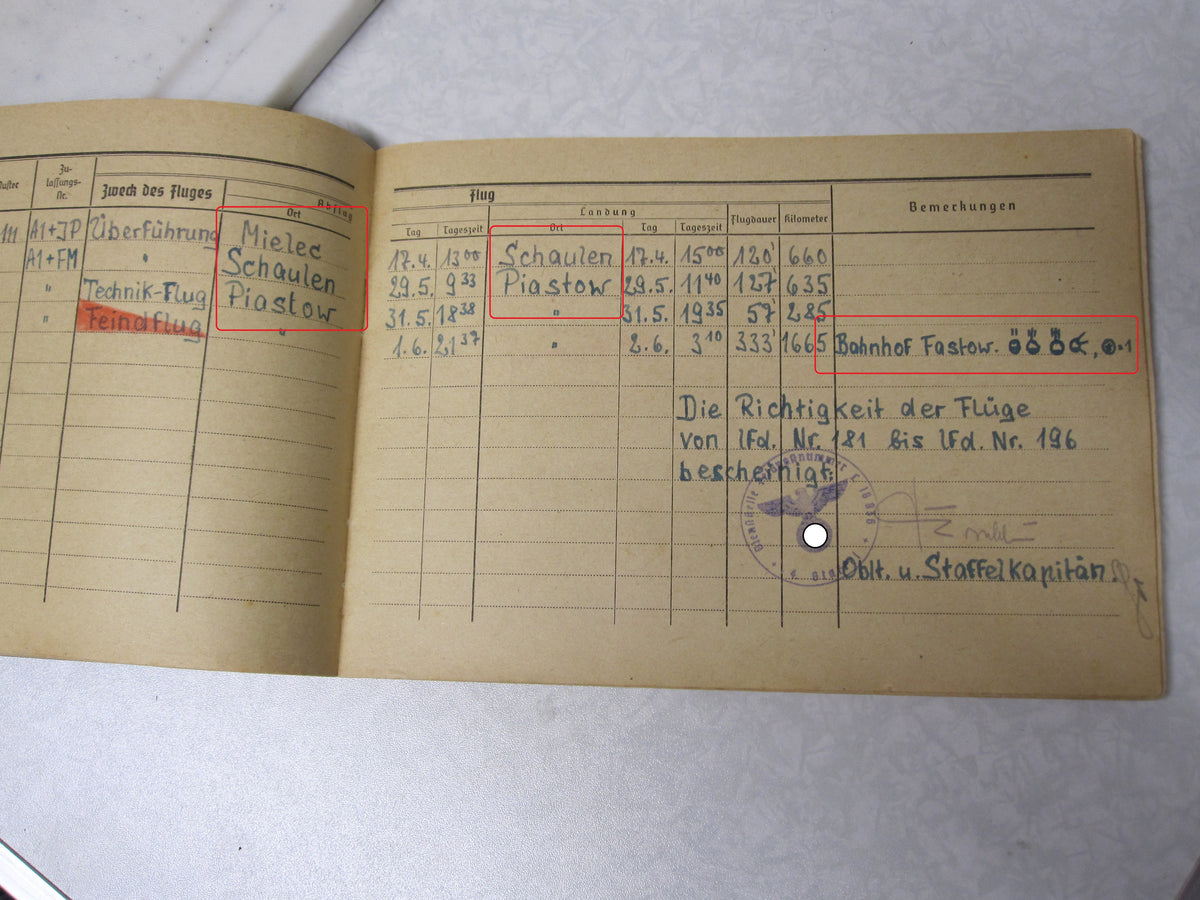 Flugbuch Verleihungsurkunden Besitzzeugnisse Dokumente für Kampfflieger KG53 LEGION CONDOR