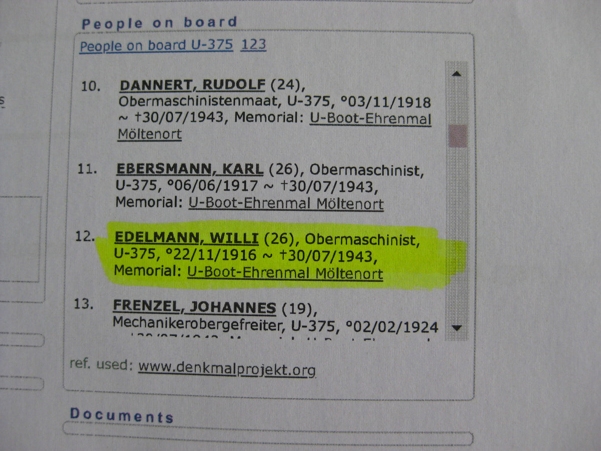 Gefallenenurkunde Kriegsmarine U-Bootwaffe U-Bootfahrer NARVIK