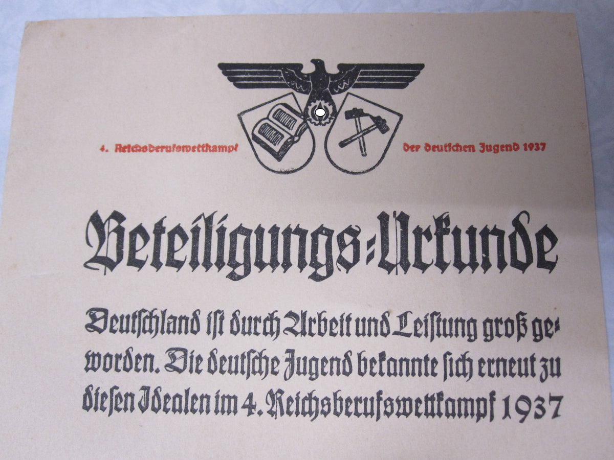 4. Reichsberufswettkampf 1937 Hitlerjugend HJ