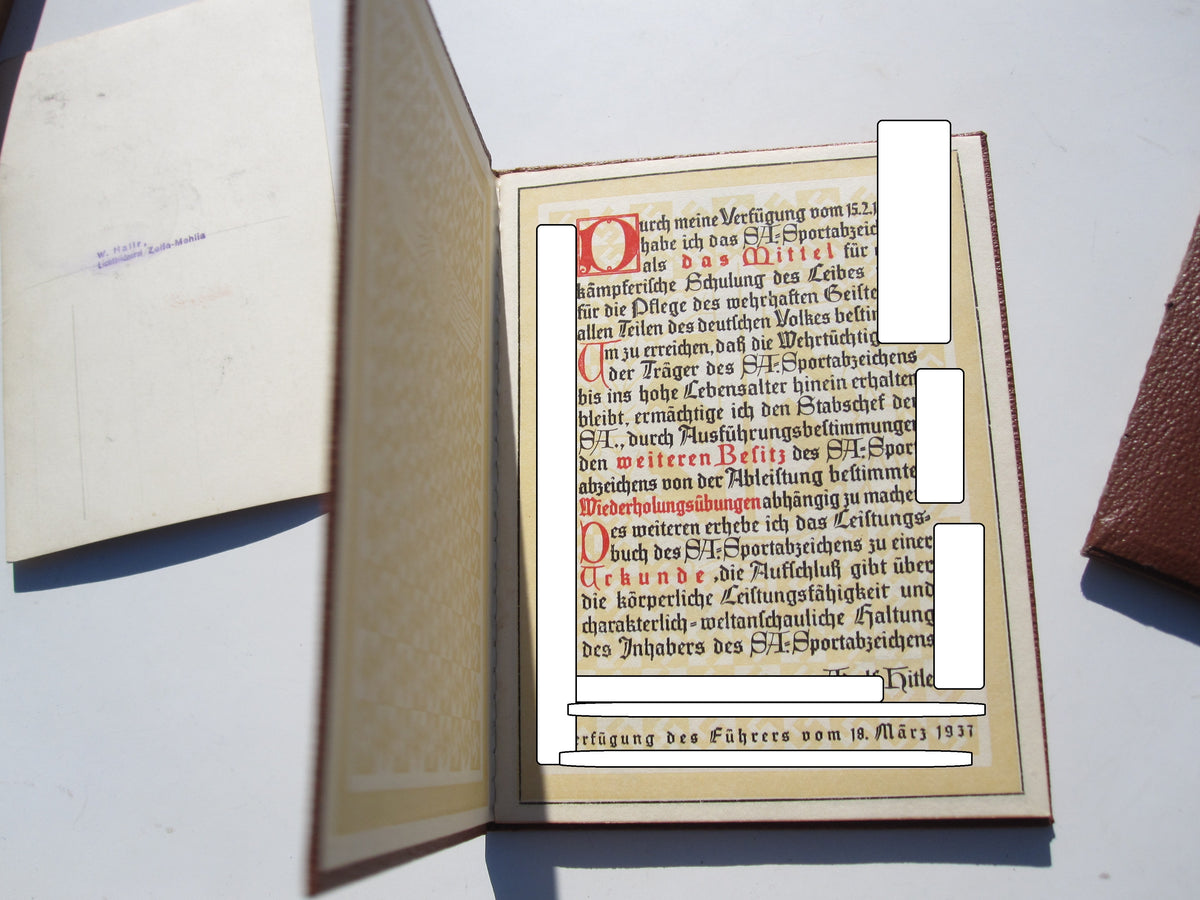 Urkundenheft SA - Sportabzeichen mit Besitzzeugnis