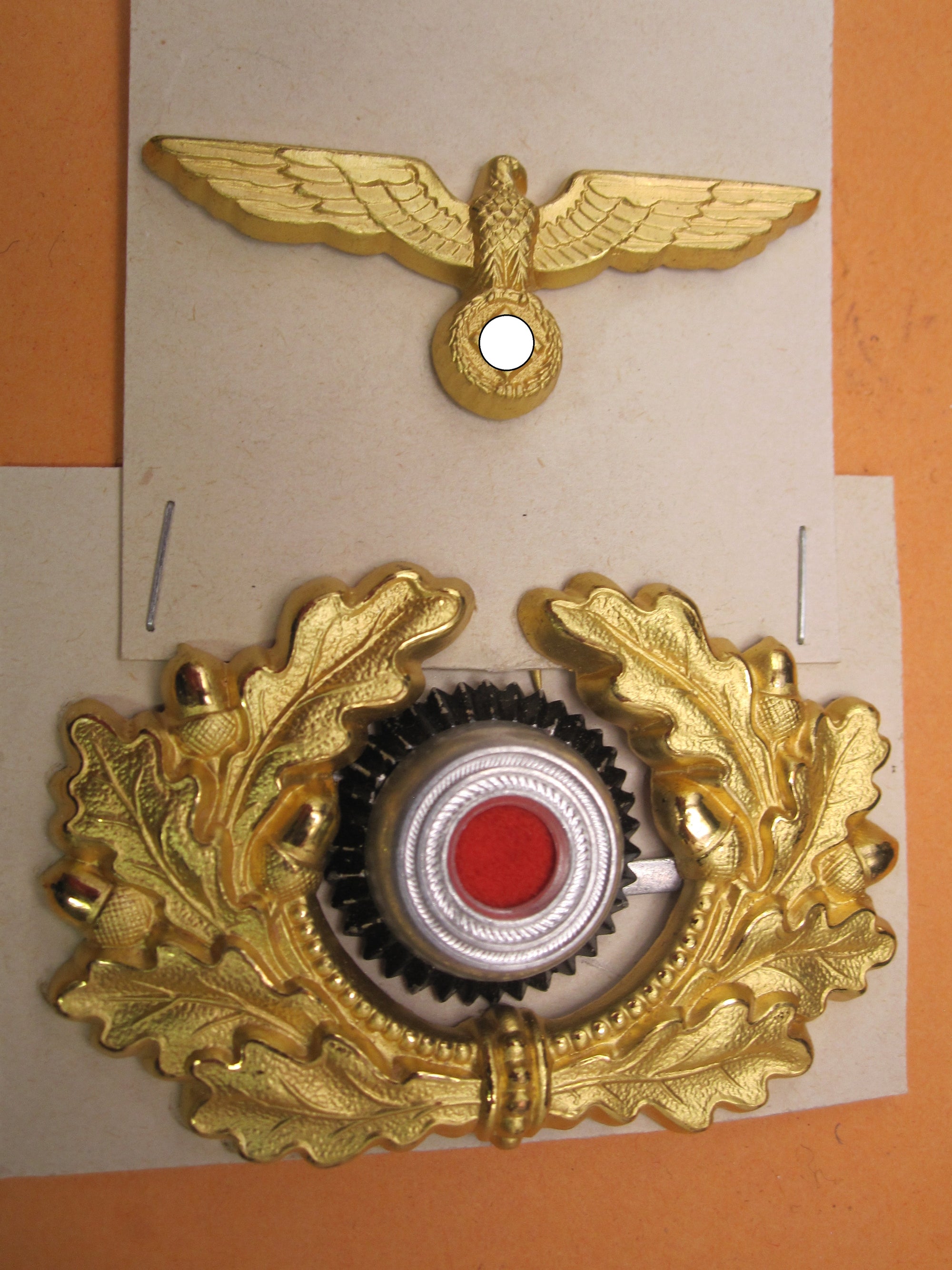 H.W.  -  -   Landstreitkräfte der Kriegsmarine SET Kokarde mit Mützenkranz und Mützenadler für Schirmmütze MINT CONDITION