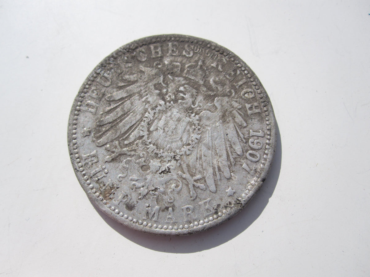 Münze Deutsches Reich 1907 Weinhandlung Werbung !!! Hannover Fünf Markstück