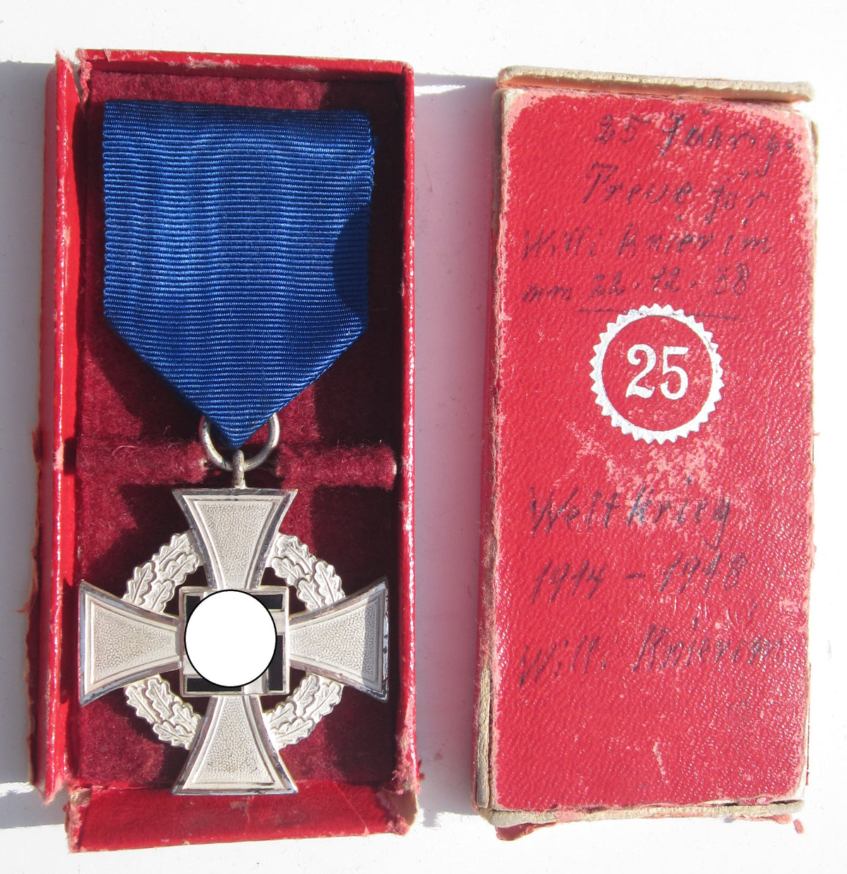 Treudienst-Ehrenzeichen für 25 Jahre in Verleihungsschachtel Hersteller: Wächtler &amp; Lange