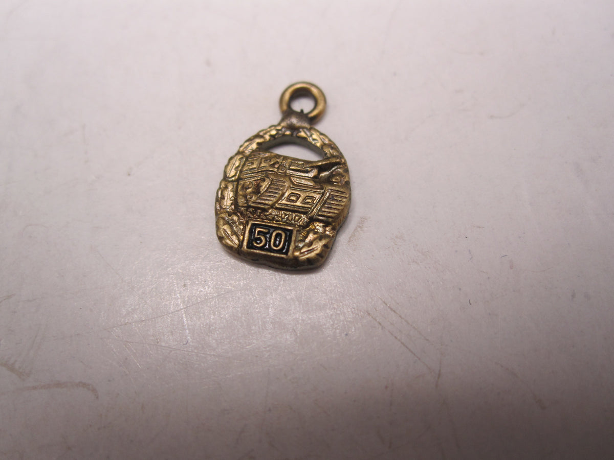 H.W.  -  - Miniatur Panzerkampfabzeichen der Wehrmacht in Bronze mit Einsatzzahl 50 Modell / Ausführung 1957