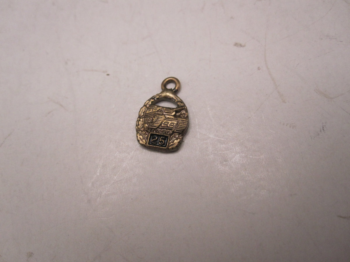 H.W.  -  - Miniatur Panzerkampfabzeichen der Wehrmacht in Bronze mit Einsatzzahl 25 Modell / Ausführung 1957