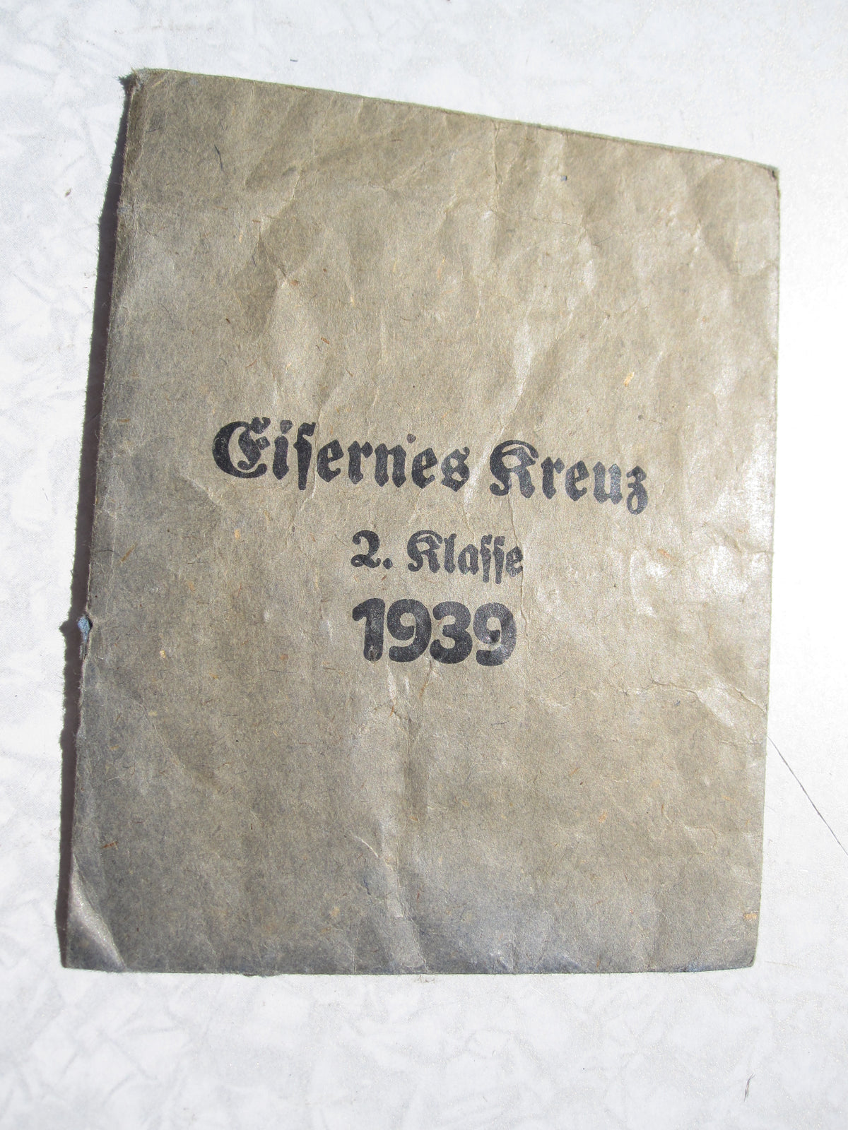Leere Verleihungstüte für Eisernes Kreuz 2.Klasse 1939 (EK2/39) Hersteller: "65" &amp; "L/26" Klein&amp;Quenzer