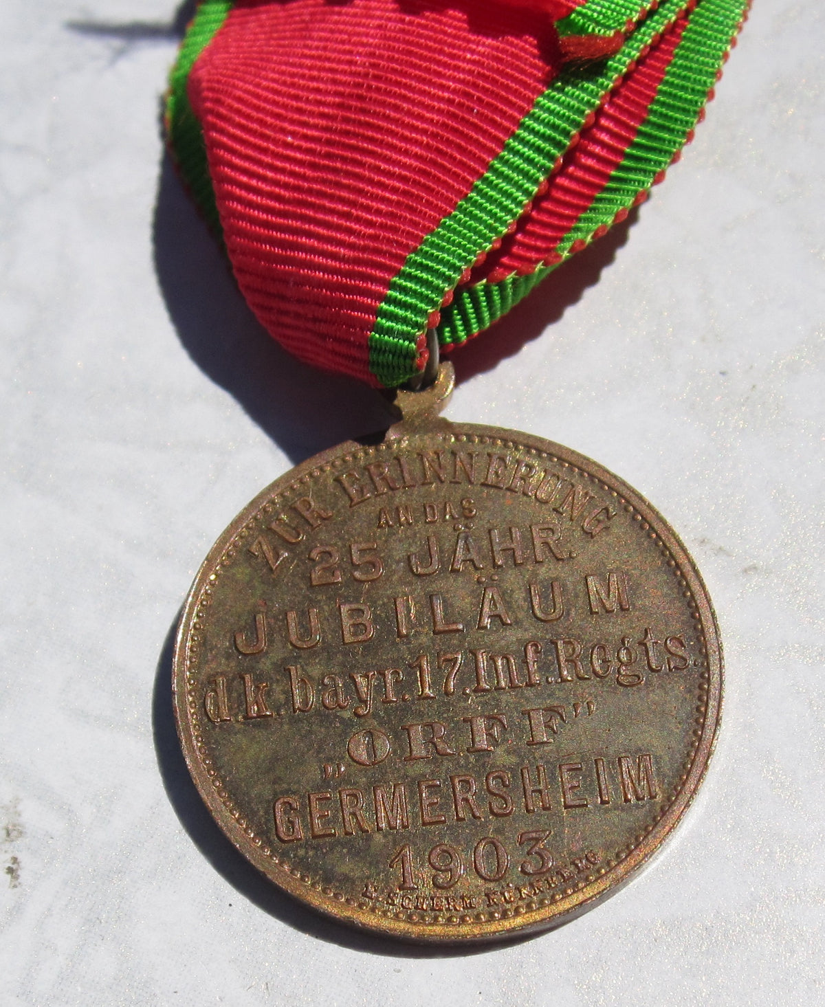 Medaille Bayern 17. Infanterie Regiment von 1903 GERMERSHEIM