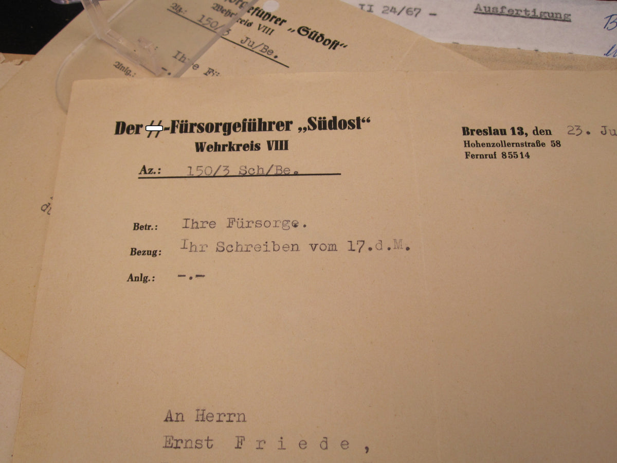 Urkunde Waffen-SS Fürsorgeführer SÜDOST