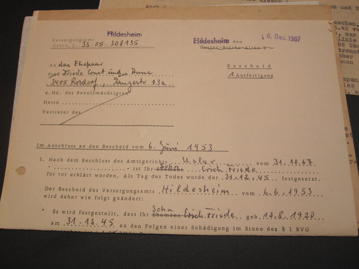 Urkunde Waffen-SS Fürsorgeführer SÜDOST