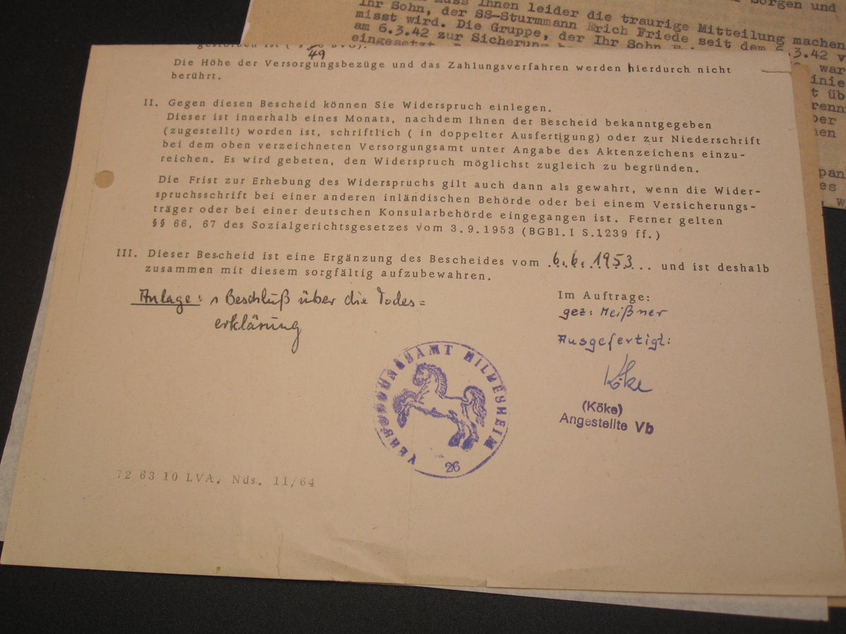 Urkunde Waffen-SS Fürsorgeführer SÜDOST