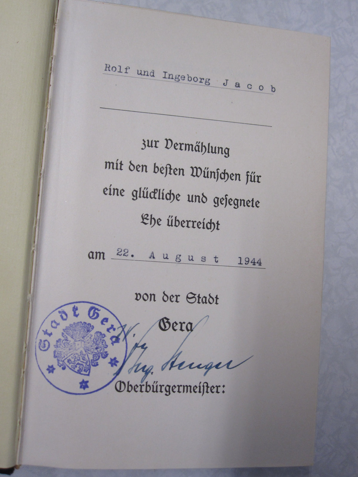 Buch Mein Kampf Hochzeitsausgabe von 1938 GERA in Thüringen Adolf Hitler