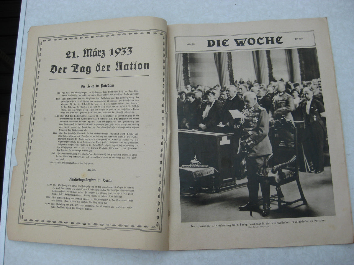 Der Tag von Potsdam zum 21. März 1933 Gedenkausgabe DIE Woche Buch Heft Sonderheft Illustrierte Zeitung