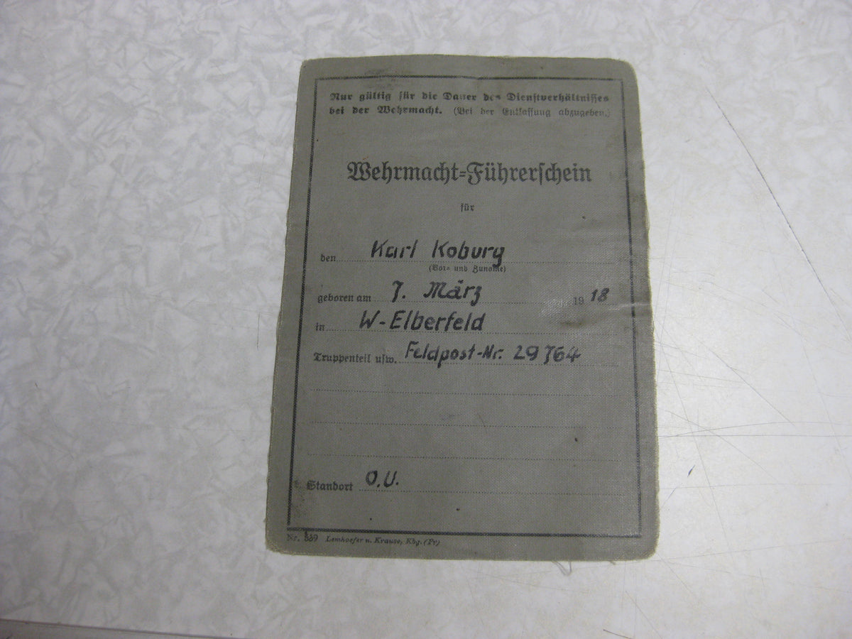 Ausweis Wehrmacht-Führerschein Lehrregiment