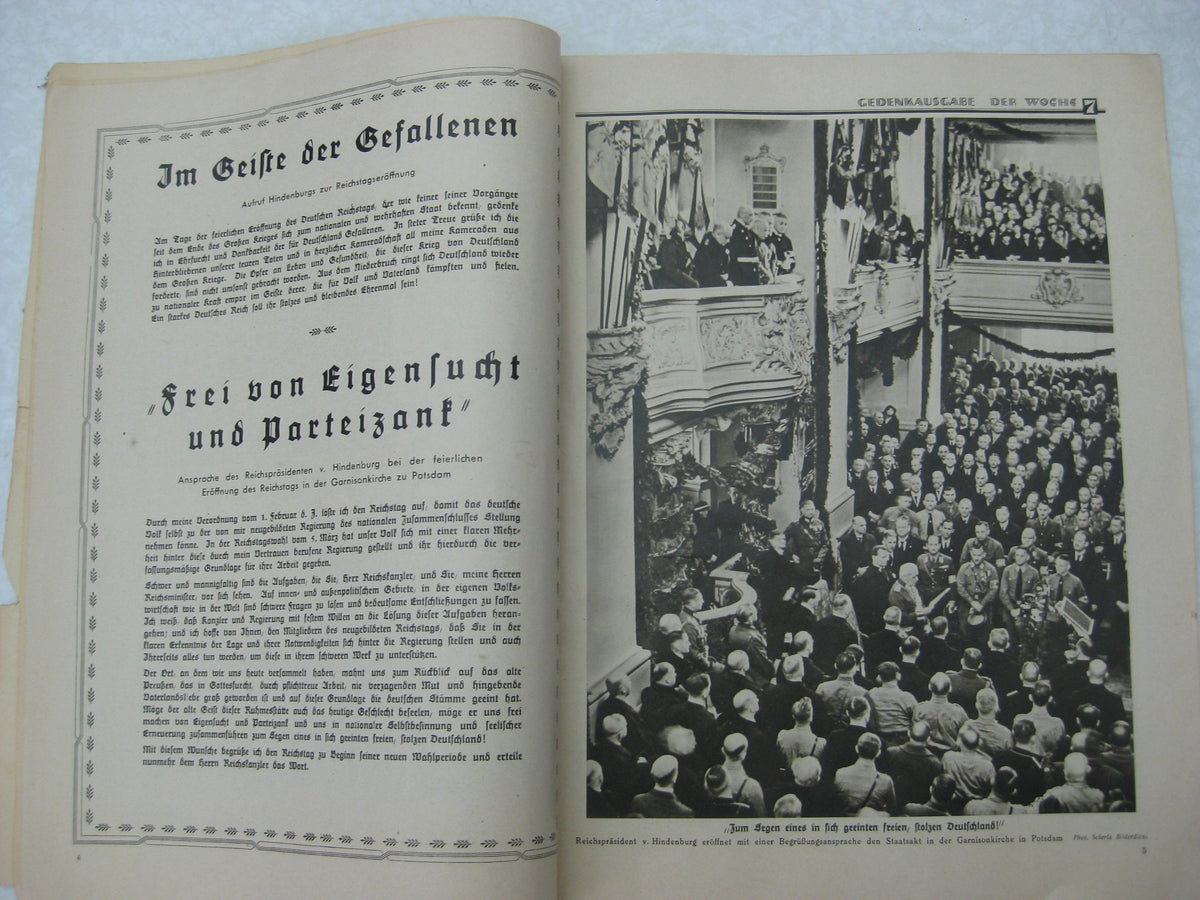 Der Tag von Potsdam zum 21. März 1933 Gedenkausgabe DIE Woche Buch Heft Sonderheft Illustrierte Zeitung