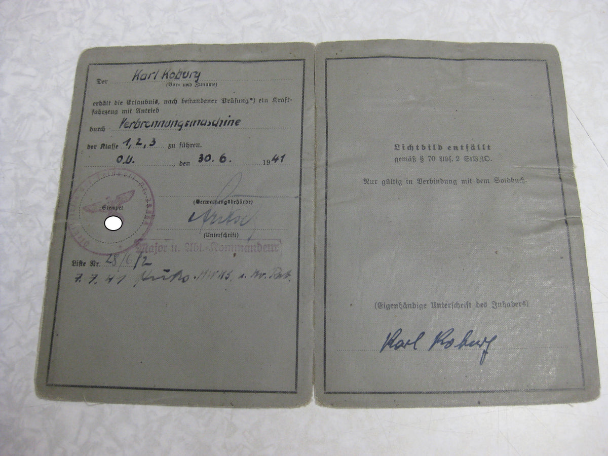 Ausweis Wehrmacht-Führerschein Lehrregiment