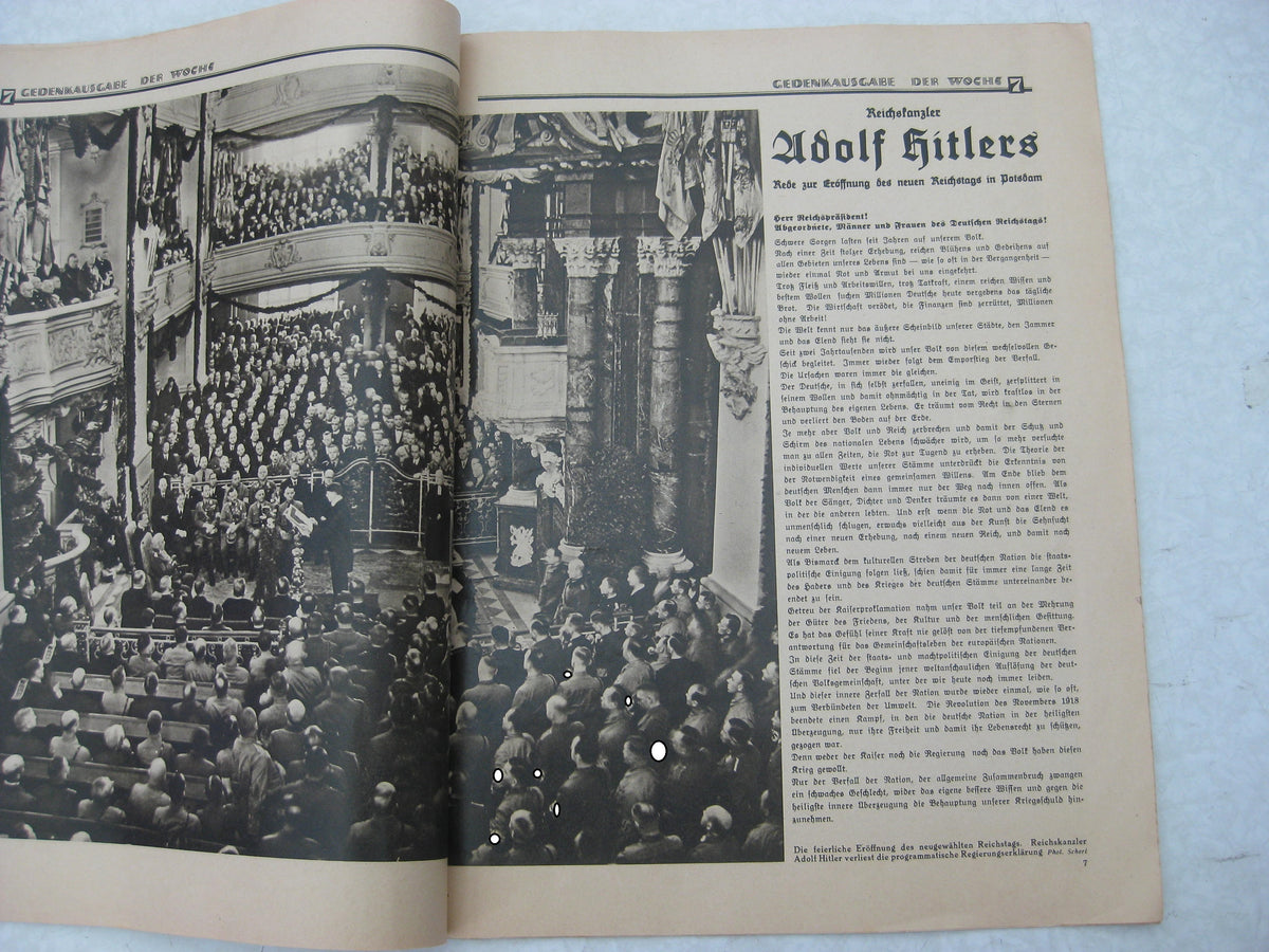 Der Tag von Potsdam zum 21. März 1933 Gedenkausgabe DIE Woche Buch Heft Sonderheft Illustrierte Zeitung