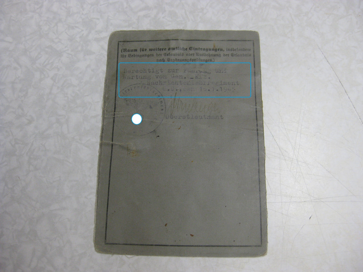 Ausweis Wehrmacht-Führerschein Lehrregiment