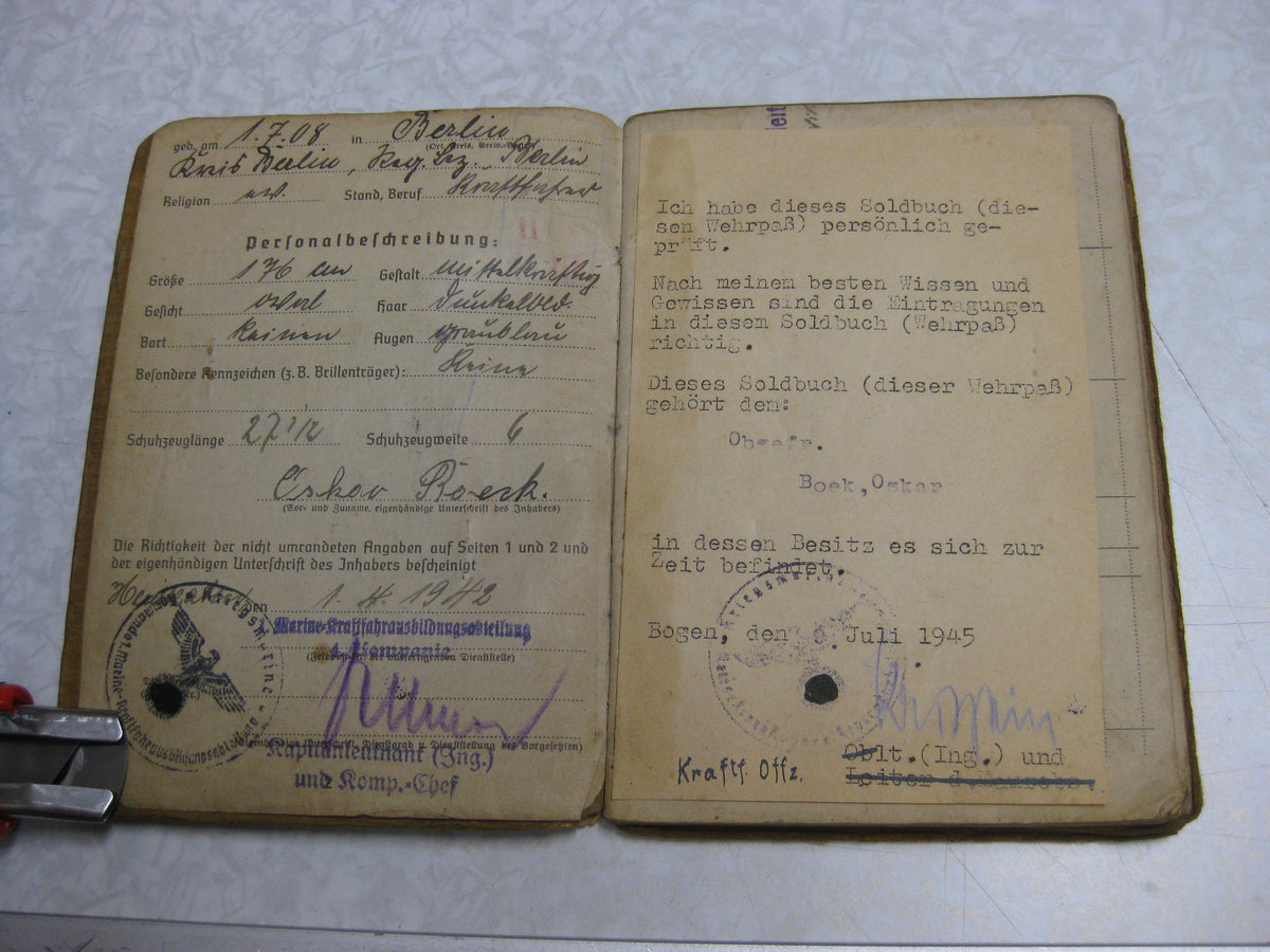 Soldbuch NARVIK NORWEGEN Drontheim  Bogen Lyngdal Verdal Marineartillerie Küstenartillerie